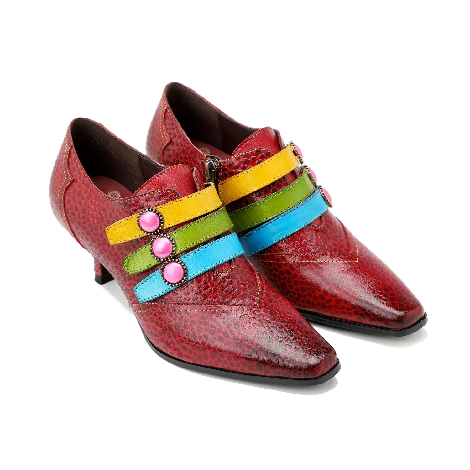 Vintage Fashion Colorful Buckle Shoes