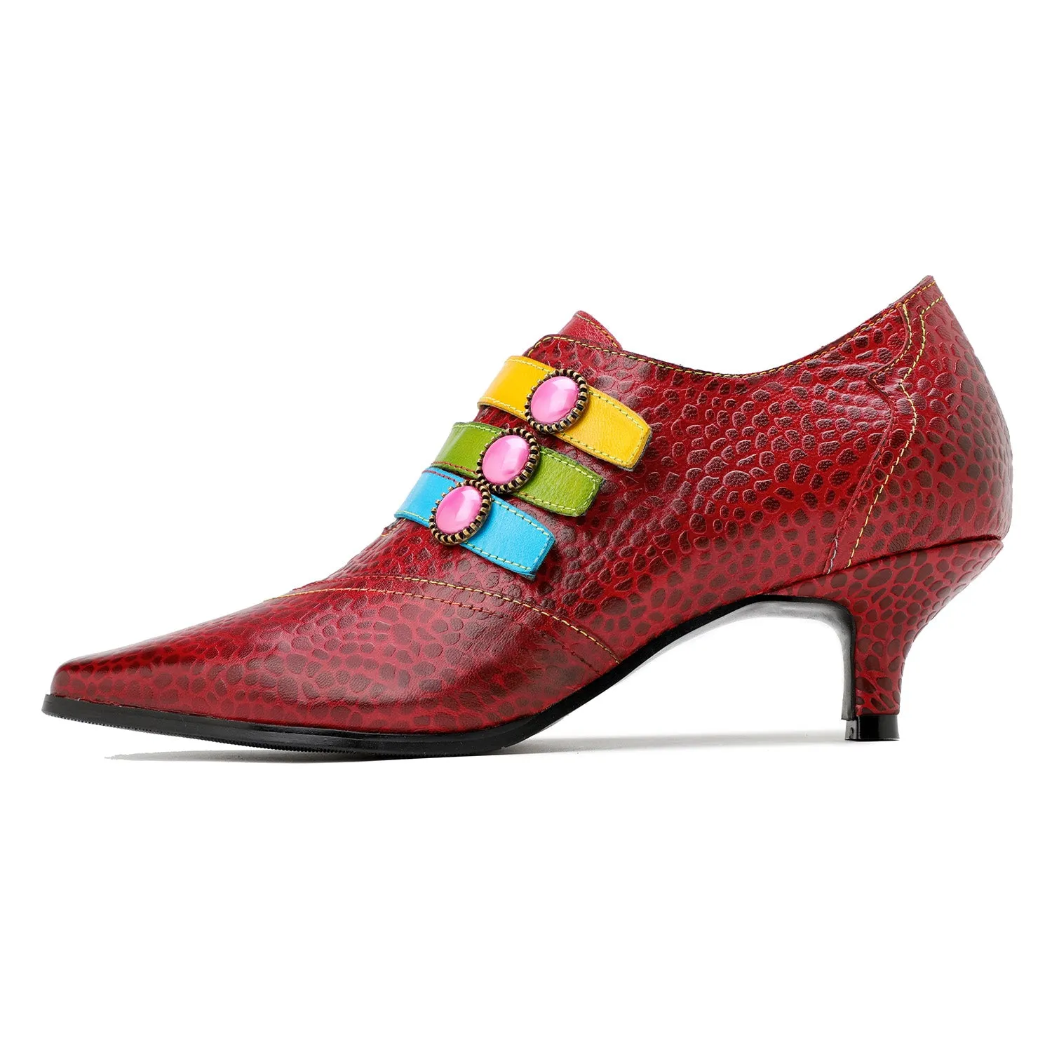 Vintage Fashion Colorful Buckle Shoes