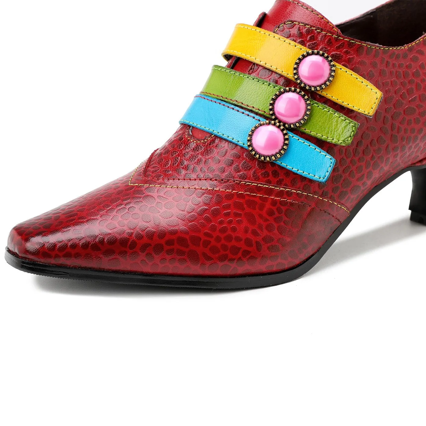 Vintage Fashion Colorful Buckle Shoes