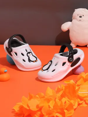 White Black Stylish Slip-On Clogs For Kids-Unisex (TC-LCLOG4-WHTBLK)