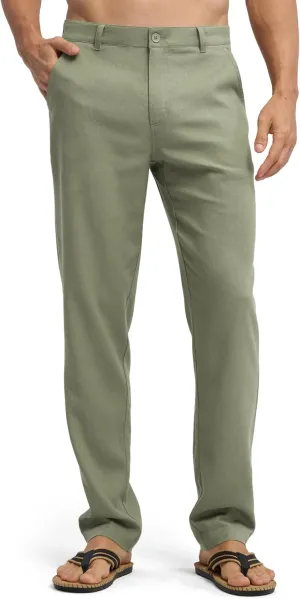 Willit Men's Linen Pants Casual Linen Dress Pants Beach Summer Lightweight Trousers 28" 30" 32"