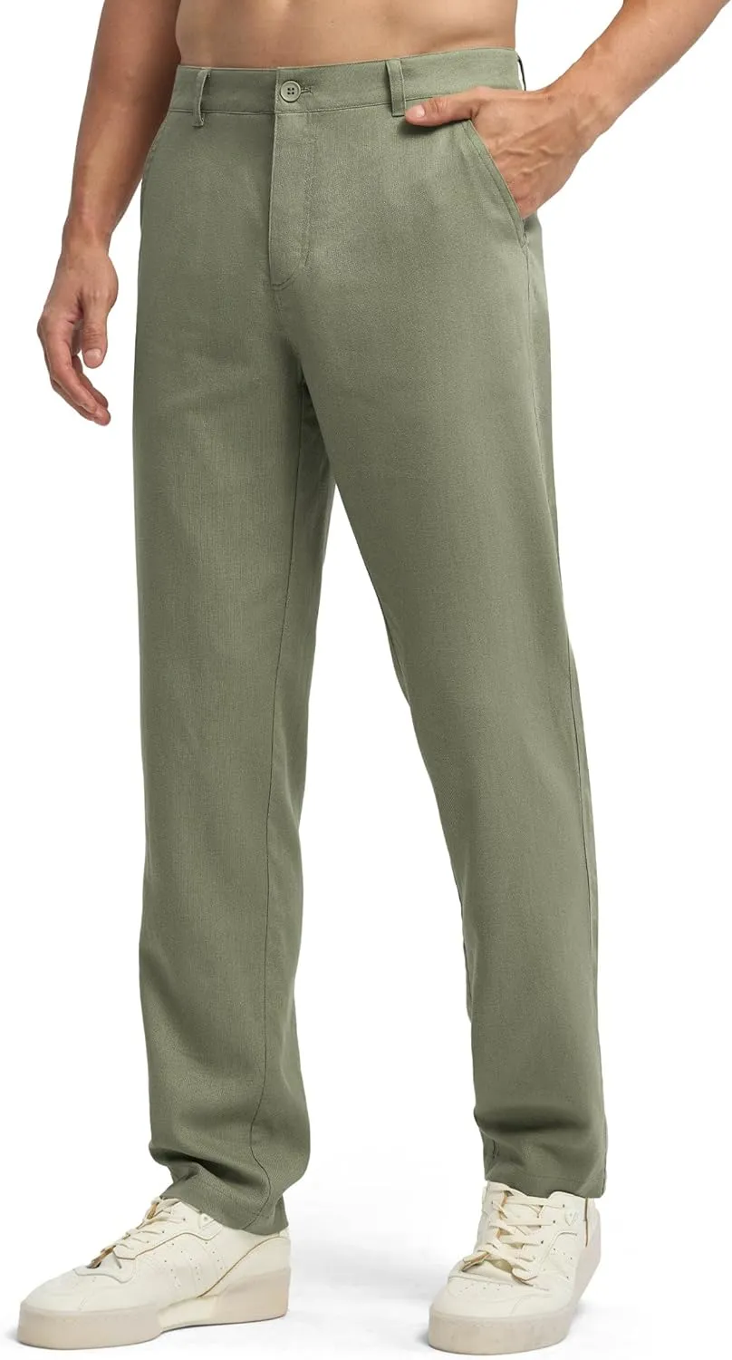 Willit Men's Linen Pants Casual Linen Dress Pants Beach Summer Lightweight Trousers 28" 30" 32"