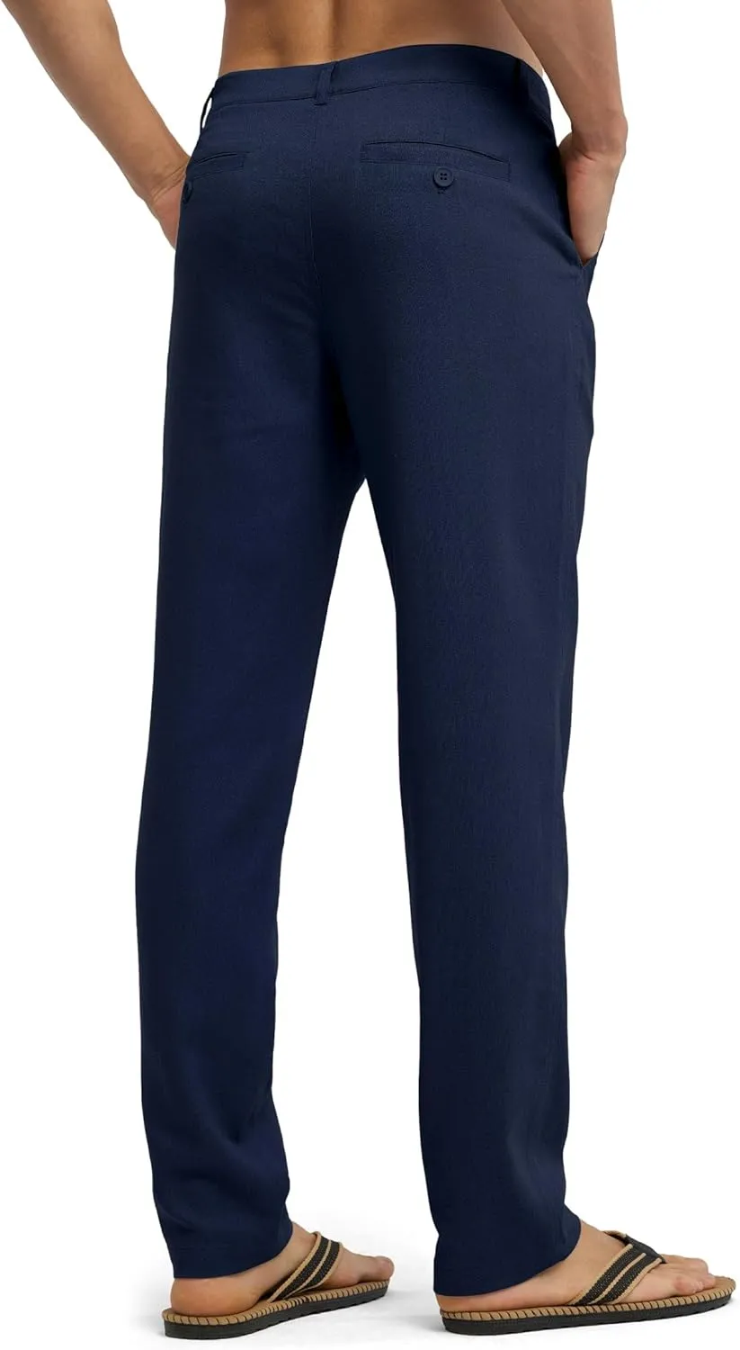 Willit Men's Linen Pants Casual Linen Dress Pants Beach Summer Lightweight Trousers 28" 30" 32"