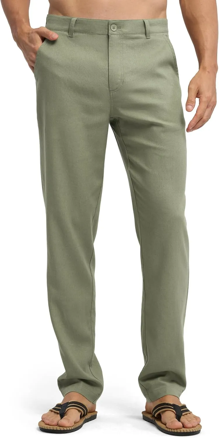 Willit Men's Linen Pants Casual Linen Dress Pants Beach Summer Lightweight Trousers 28" 30" 32"