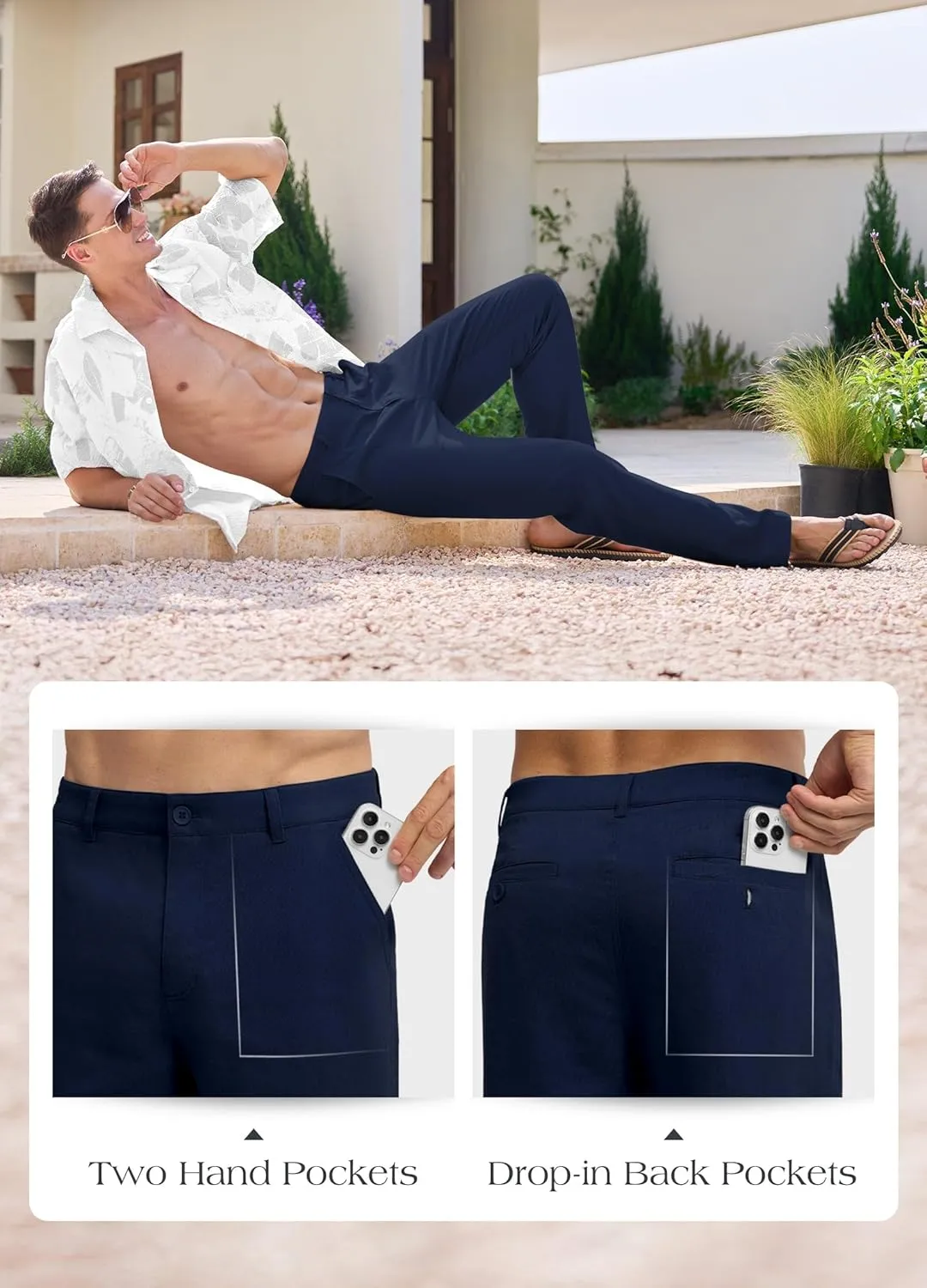 Willit Men's Linen Pants Casual Linen Dress Pants Beach Summer Lightweight Trousers 28" 30" 32"