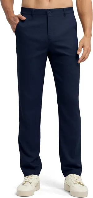 Willit Men's Linen Pants Casual Linen Dress Pants Beach Summer Lightweight Trousers 28" 30" 32"