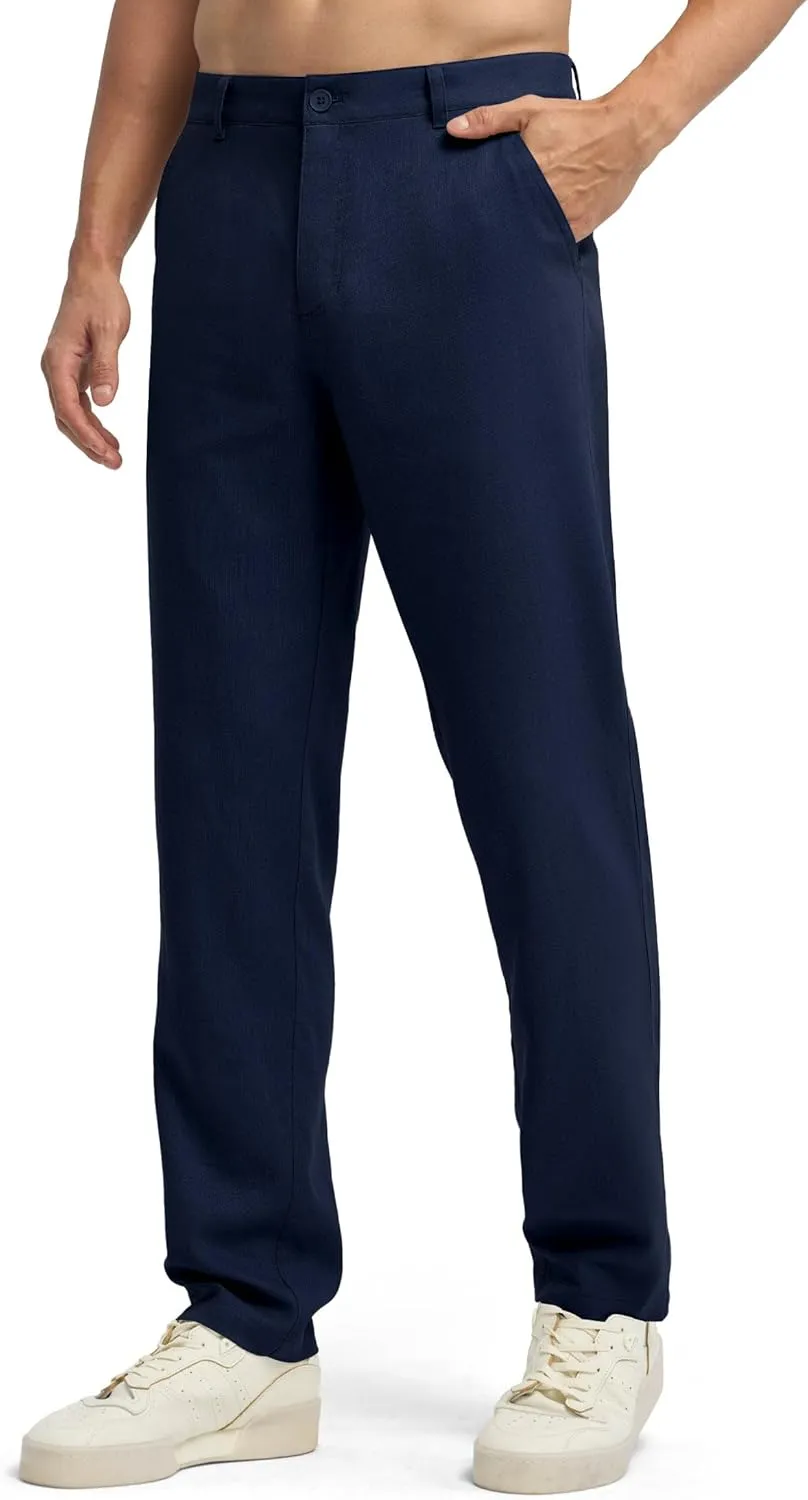 Willit Men's Linen Pants Casual Linen Dress Pants Beach Summer Lightweight Trousers 28" 30" 32"