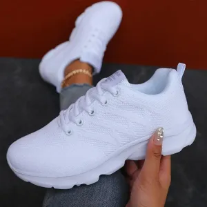 Women's Woven Sneakers - Lightweight, Lace-Up Running Shoes