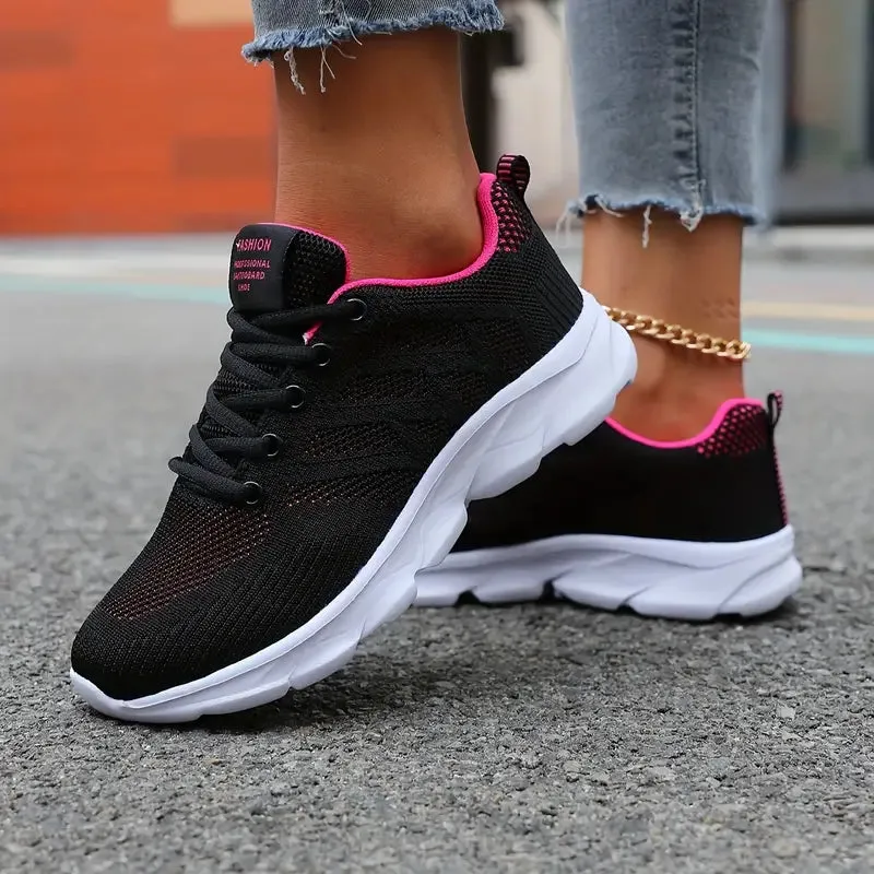 Women's Woven Sneakers - Lightweight, Lace-Up Running Shoes